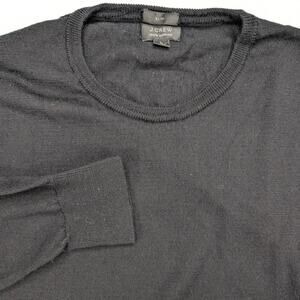 JCrew Merino Wool Mens Sweater Large Black Slim Fit Lightweight Soft Warm